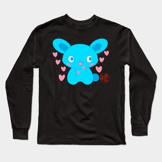Blue Bunny with hearts Long Sleeve T-Shirt by EV Visuals